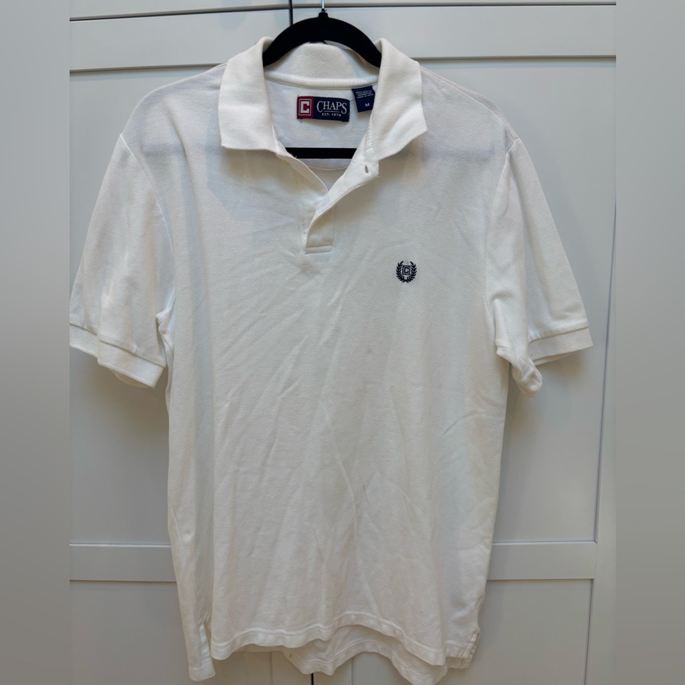 Chaps Men's Classic White Polo Shirt Size M Preppy Golf